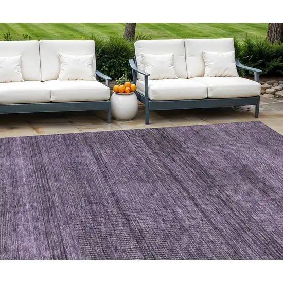 Plum Purple And Gray Striped Washable Indoor Outdoor Area Rug Photo 1