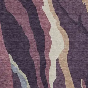 Photo of Plum Purple And Ivory Abstract Washable Indoor Outdoor Area Rug