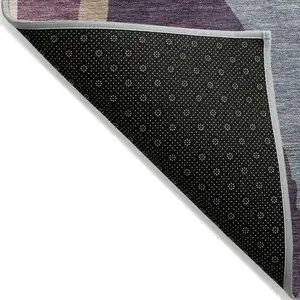 Photo of Plum Purple And Ivory Abstract Washable Indoor Outdoor Area Rug