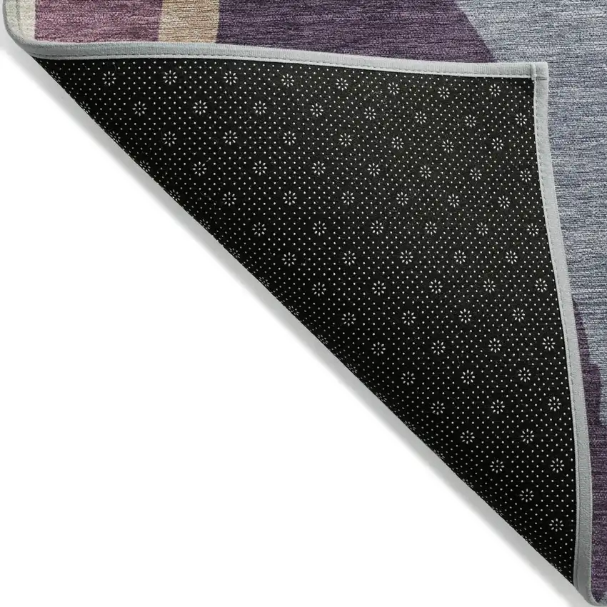 Plum Purple And Ivory Abstract Washable Indoor Outdoor Area Rug Photo 3