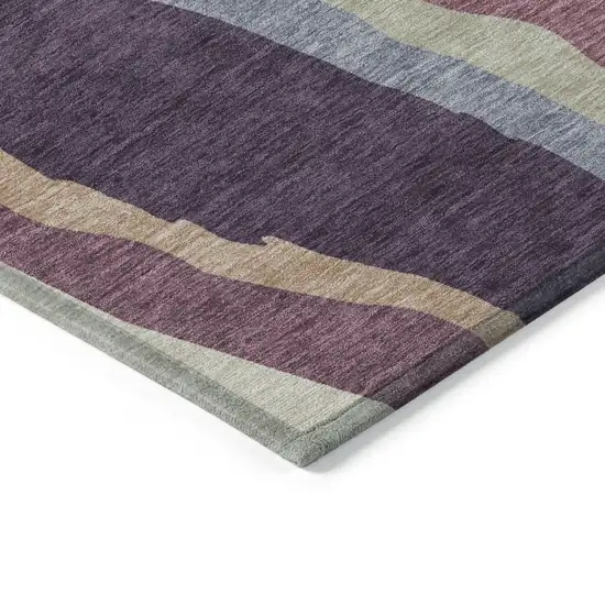 Plum Purple And Ivory Abstract Washable Indoor Outdoor Area Rug Photo 4