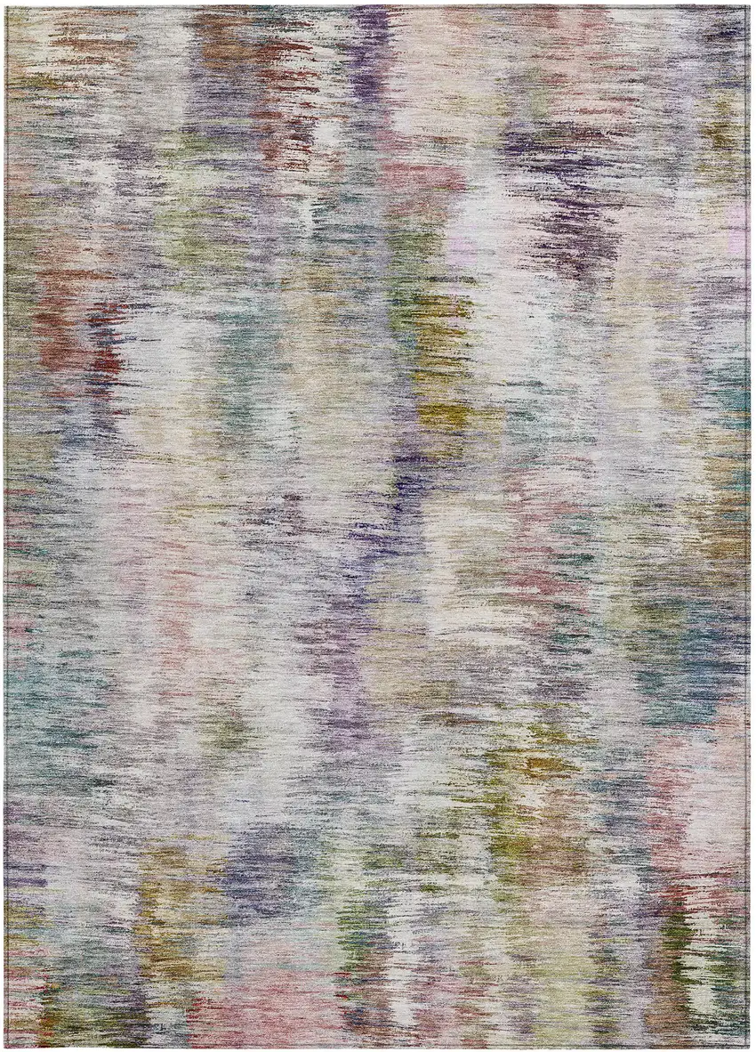 Plum Purple And Ivory Abstract Washable Indoor Outdoor Area Rug Photo 6