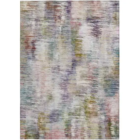 Plum Purple And Ivory Abstract Washable Indoor Outdoor Area Rug Photo 6