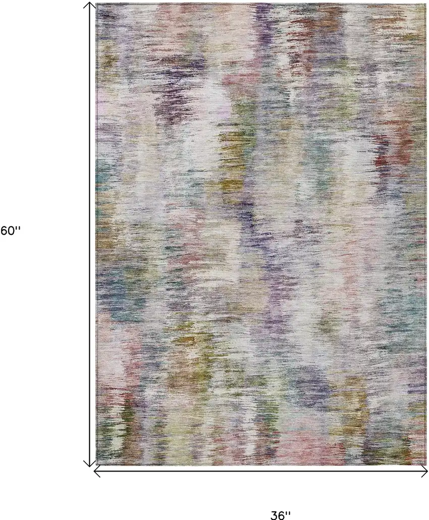Plum Purple And Ivory Abstract Washable Indoor Outdoor Area Rug Photo 3
