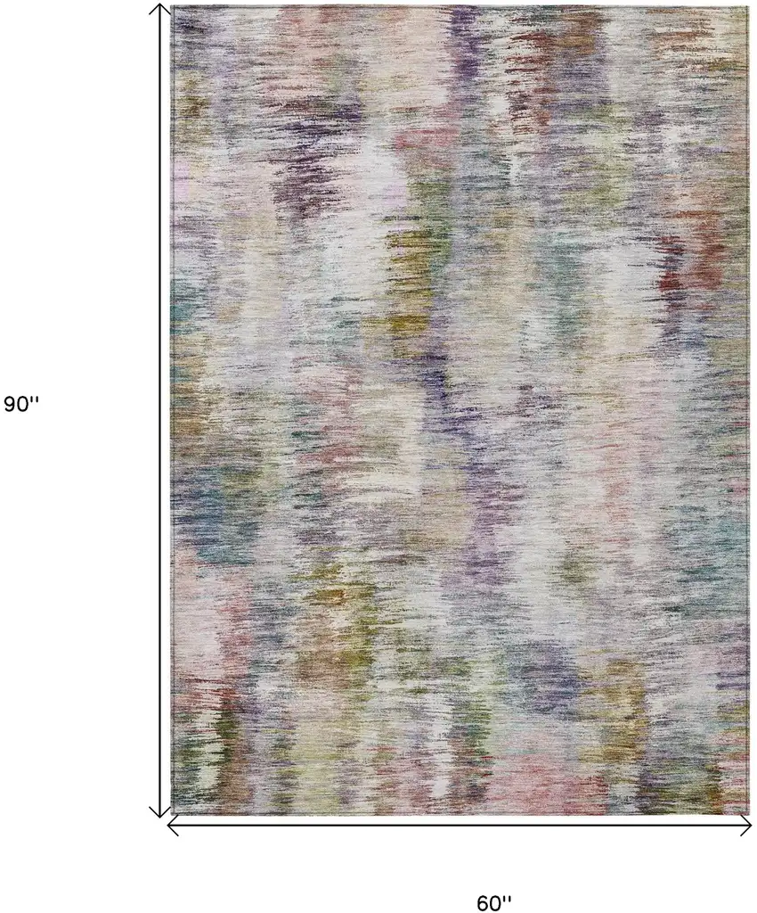Plum Purple And Ivory Abstract Washable Indoor Outdoor Area Rug Photo 3