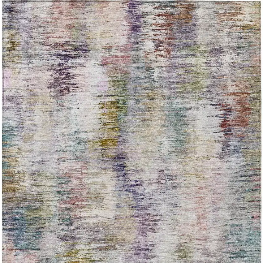 Plum Purple And Ivory Abstract Washable Indoor Outdoor Area Rug Photo 7