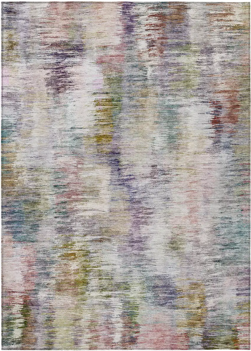 Plum Purple And Ivory Abstract Washable Indoor Outdoor Area Rug Photo 2