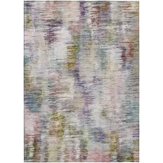 Plum Purple And Ivory Abstract Washable Indoor Outdoor Area Rug Photo 2
