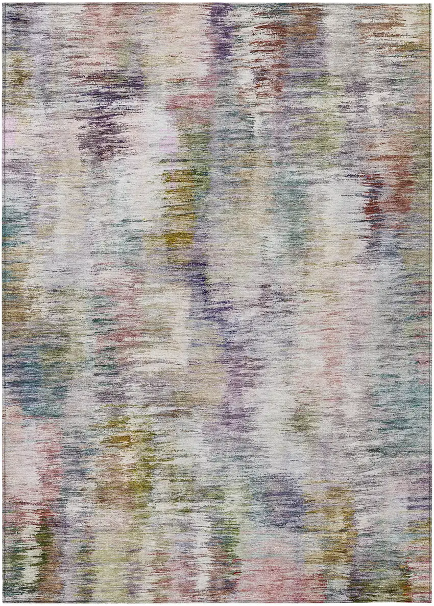 Plum Purple And Ivory Abstract Washable Indoor Outdoor Area Rug Photo 2
