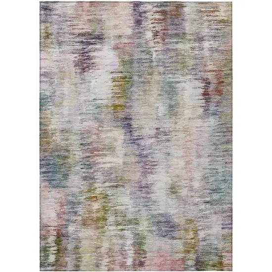 Plum Purple And Ivory Abstract Washable Indoor Outdoor Area Rug Photo 2