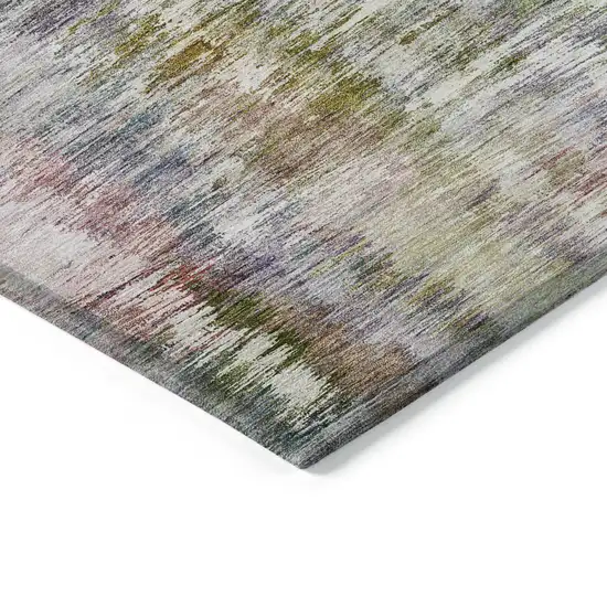 Plum Purple And Ivory Abstract Washable Indoor Outdoor Area Rug Photo 5