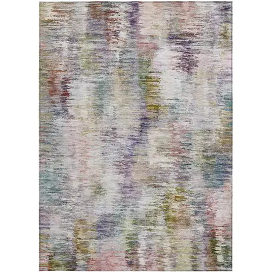 Plum Purple And Ivory Abstract Washable Indoor Outdoor Area Rug Photo 7