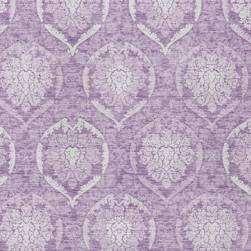 Plum Purple And Ivory Medallion Washable Indoor Outdoor Area Rug Photo 6