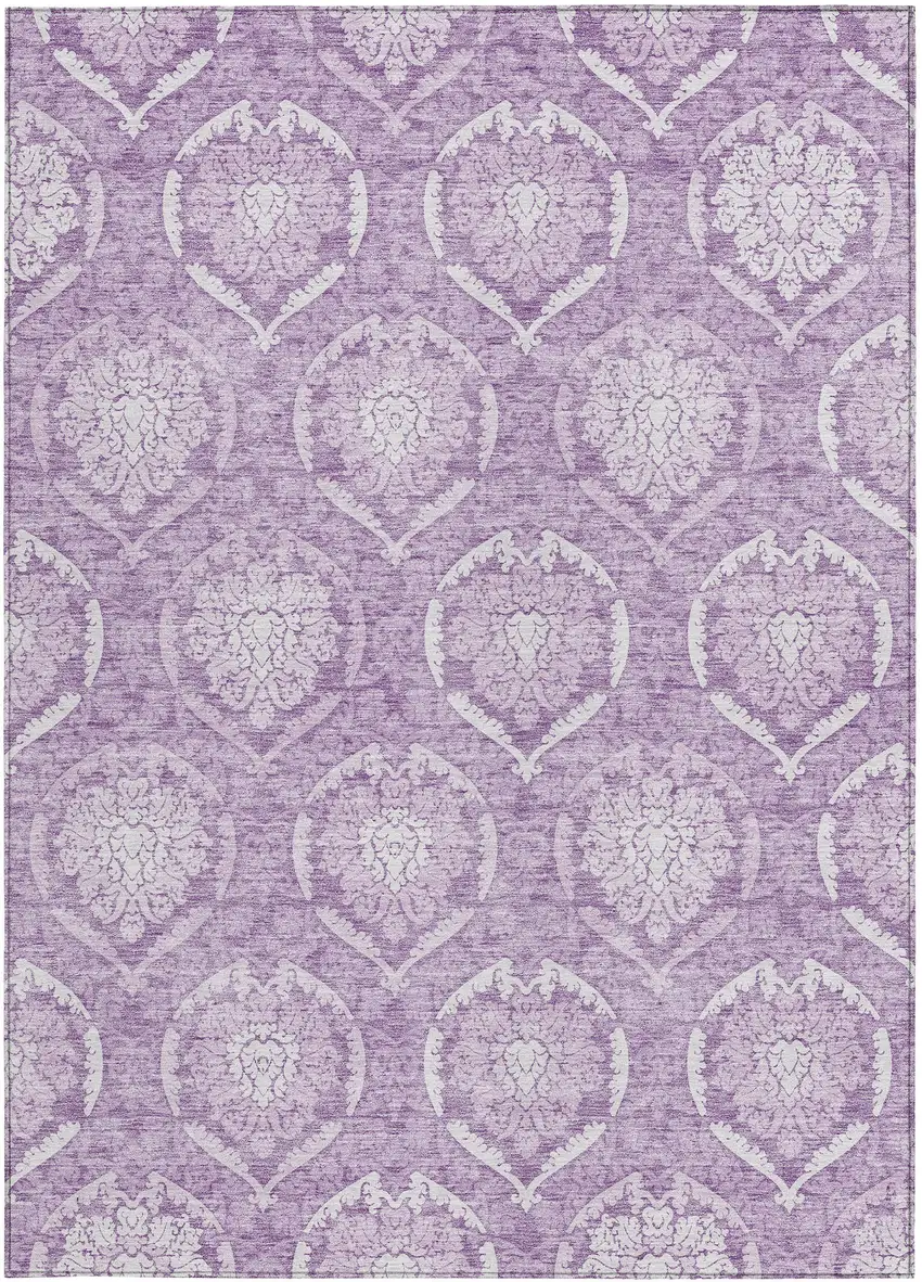 Plum Purple And Ivory Medallion Washable Indoor Outdoor Area Rug Photo 7