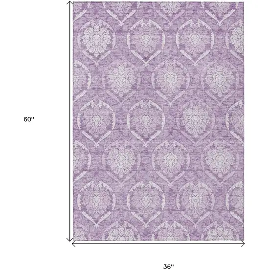 Plum Purple And Ivory Medallion Washable Indoor Outdoor Area Rug Photo 3