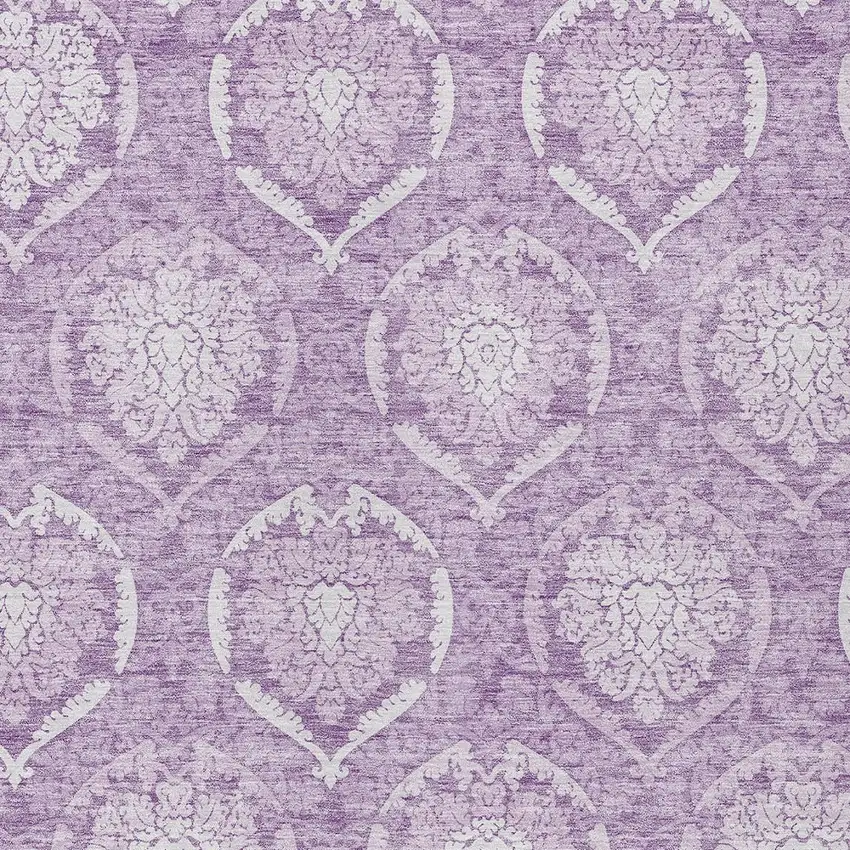 Plum Purple And Ivory Medallion Washable Indoor Outdoor Area Rug Photo 6