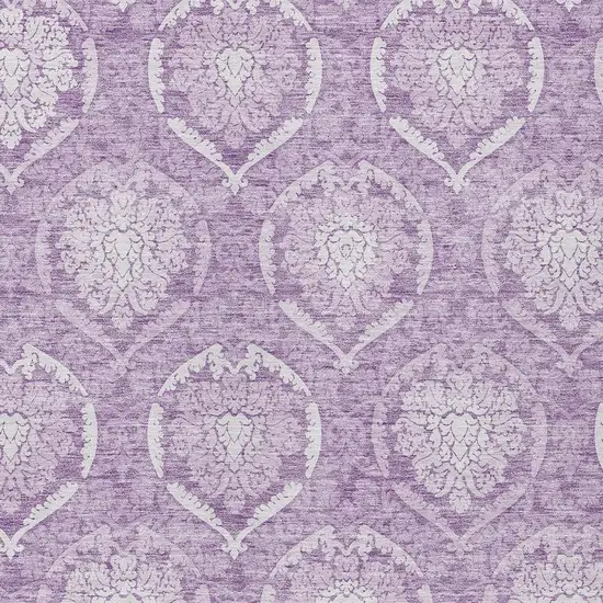 Plum Purple And Ivory Medallion Washable Indoor Outdoor Area Rug Photo 6