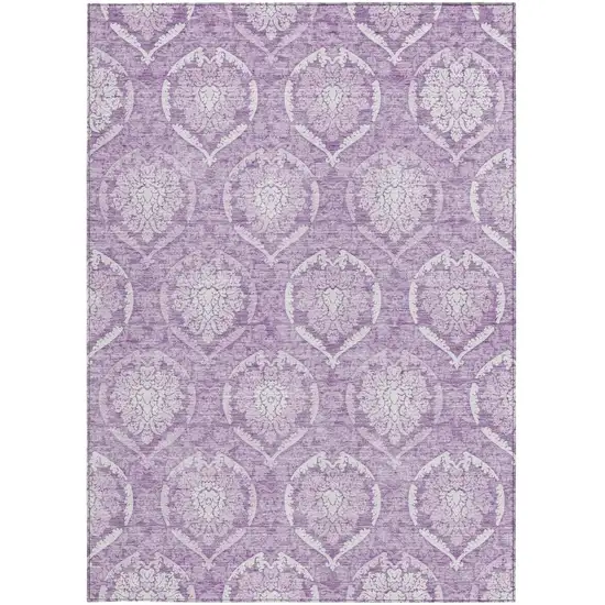 Plum Purple And Ivory Medallion Washable Indoor Outdoor Area Rug Photo 7