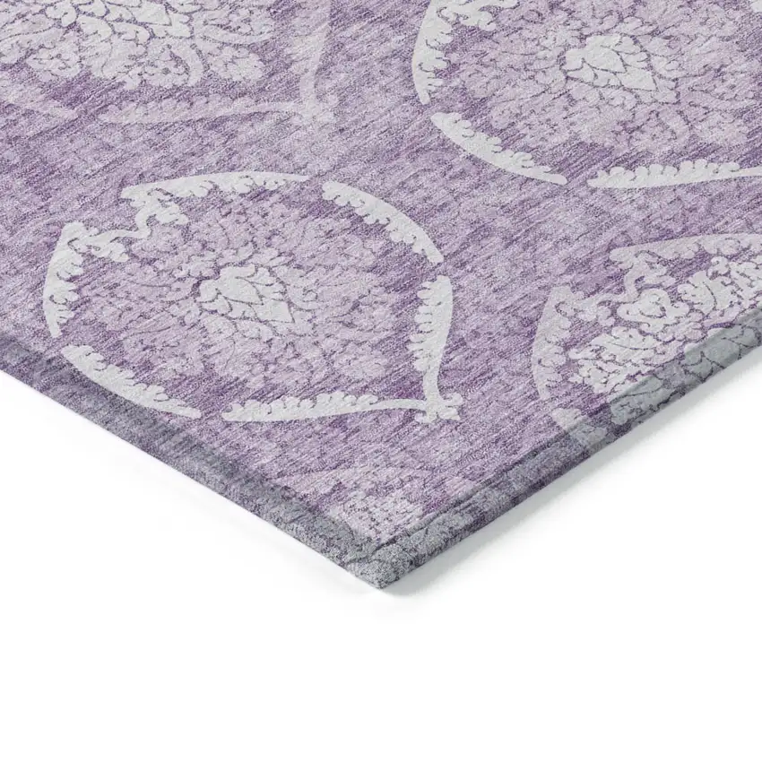 Plum Purple And Ivory Medallion Washable Indoor Outdoor Area Rug Photo 5