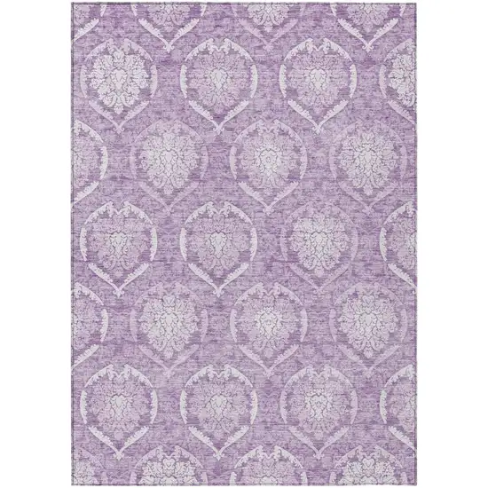 Plum Purple And Ivory Medallion Washable Indoor Outdoor Area Rug Photo 2