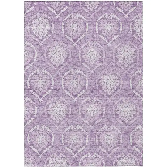 Plum Purple And Ivory Medallion Washable Indoor Outdoor Area Rug Photo 2