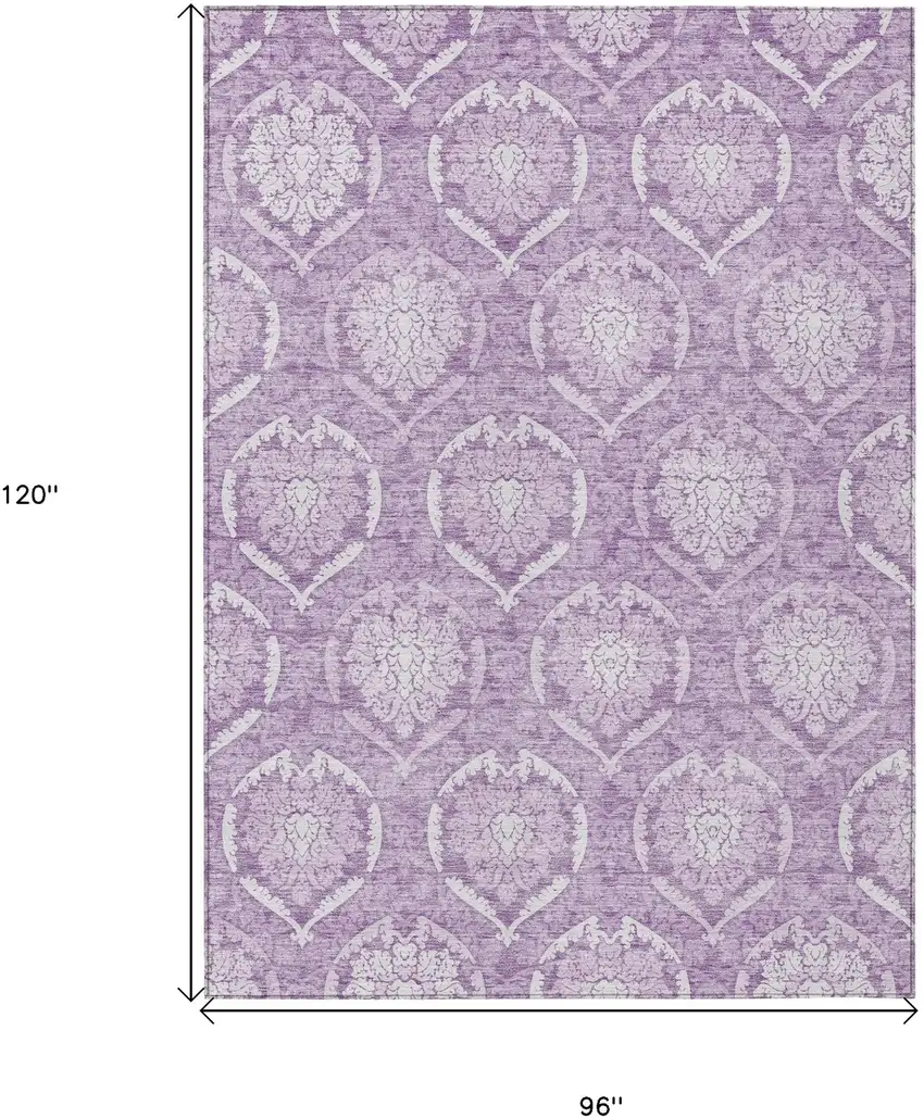 Plum Purple And Ivory Medallion Washable Indoor Outdoor Area Rug Photo 3