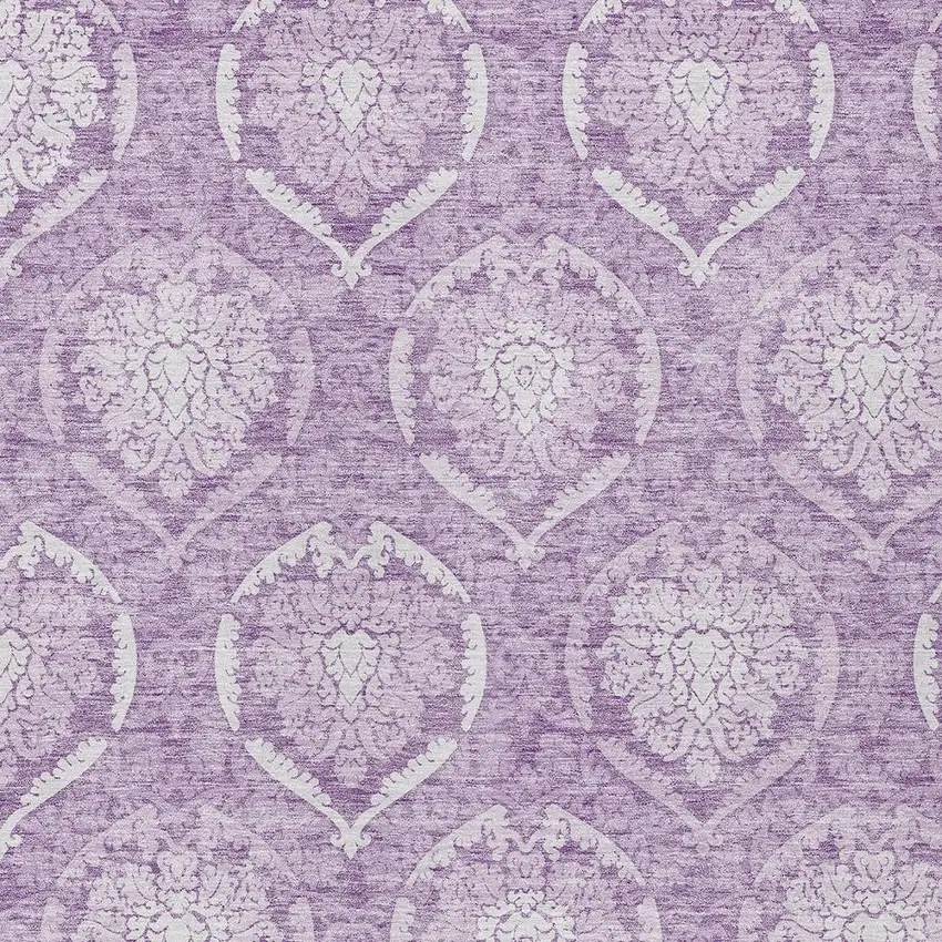 Plum Purple And Ivory Medallion Washable Indoor Outdoor Area Rug Photo 6