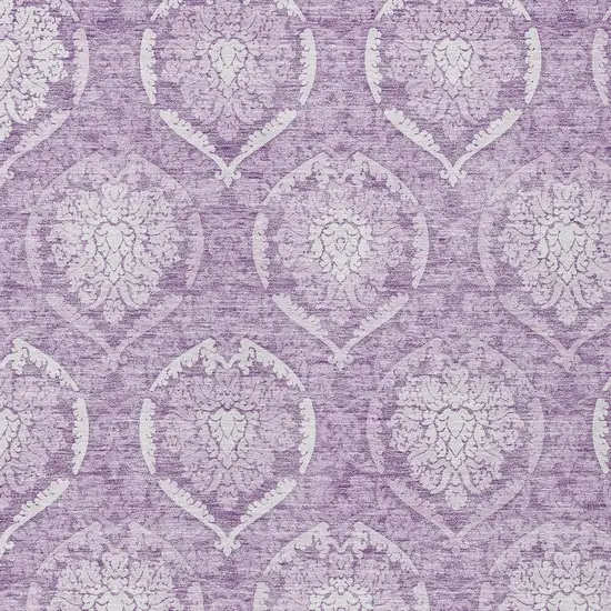Plum Purple And Ivory Medallion Washable Indoor Outdoor Area Rug Photo 6