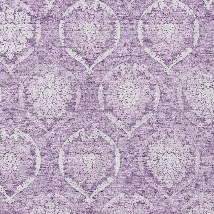 Plum Purple And Ivory Medallion Washable Indoor Outdoor Area Rug Photo 6