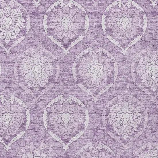 Plum Purple And Ivory Medallion Washable Indoor Outdoor Area Rug Photo 6