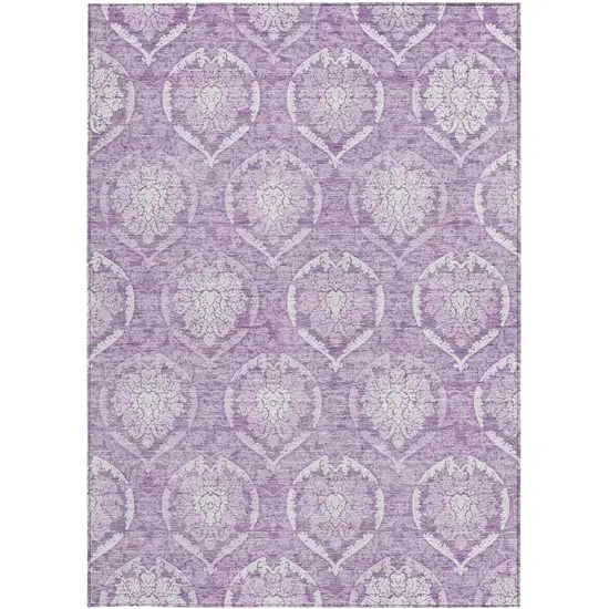 Plum Purple And Ivory Medallion Washable Indoor Outdoor Area Rug Photo 7