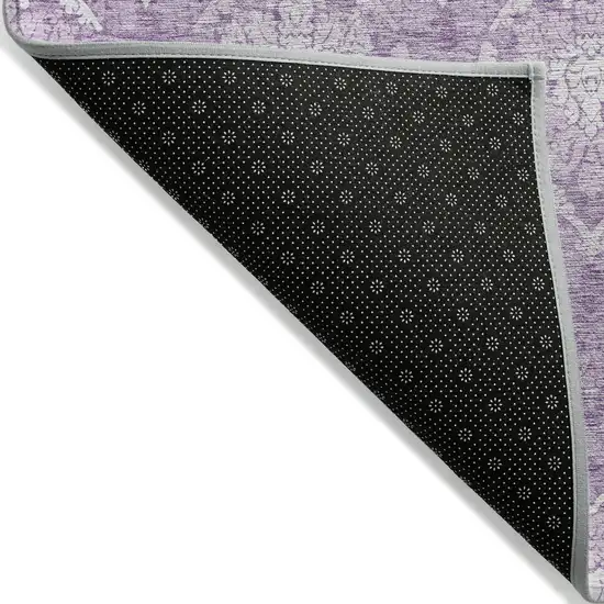 Plum Purple And Ivory Medallion Washable Indoor Outdoor Area Rug Photo 4