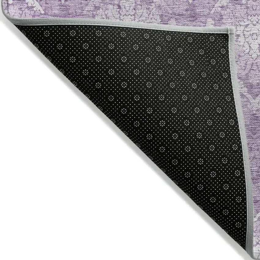 Plum Purple And Ivory Medallion Washable Indoor Outdoor Area Rug Photo 4