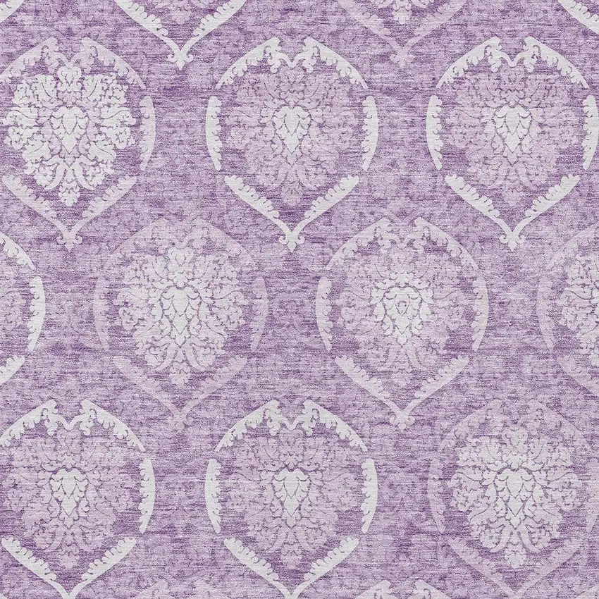 Plum Purple And Ivory Medallion Washable Indoor Outdoor Area Rug Photo 6