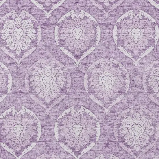 Plum Purple And Ivory Medallion Washable Indoor Outdoor Area Rug Photo 6