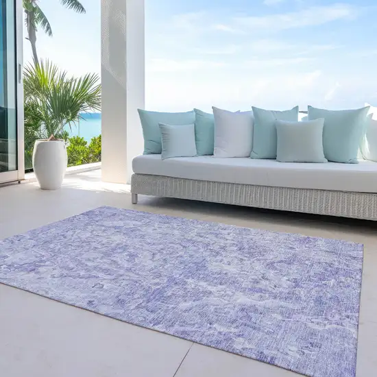 Plum Purple And Lavender Abstract Washable Indoor Outdoor Area Rug Photo 8