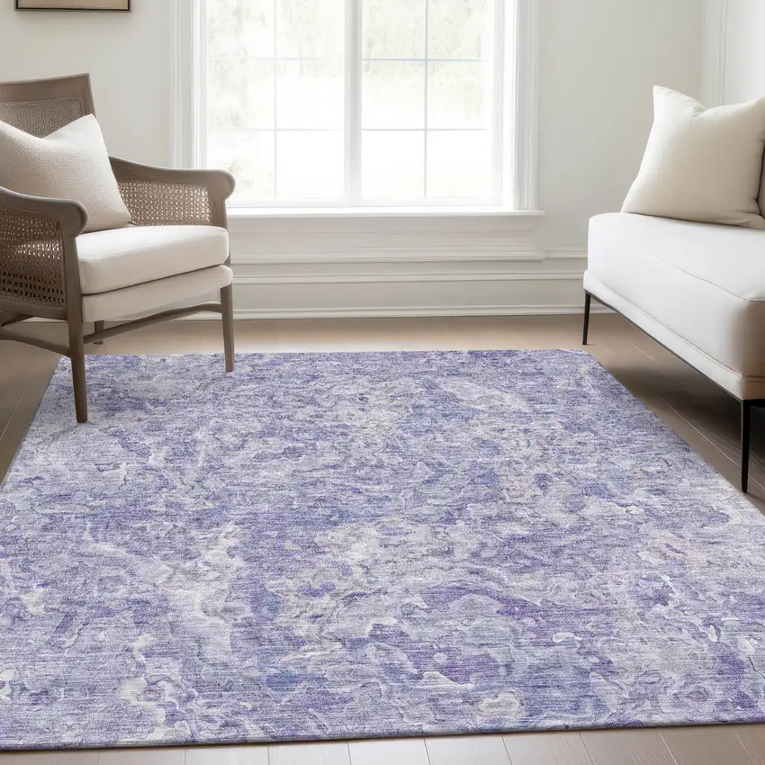 Plum Purple And Lavender Abstract Washable Indoor Outdoor Area Rug Photo 9