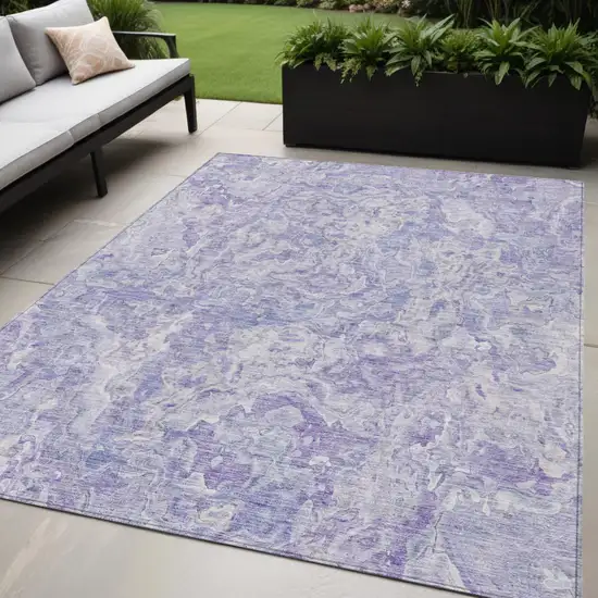 Plum Purple And Lavender Abstract Washable Indoor Outdoor Area Rug Photo 1