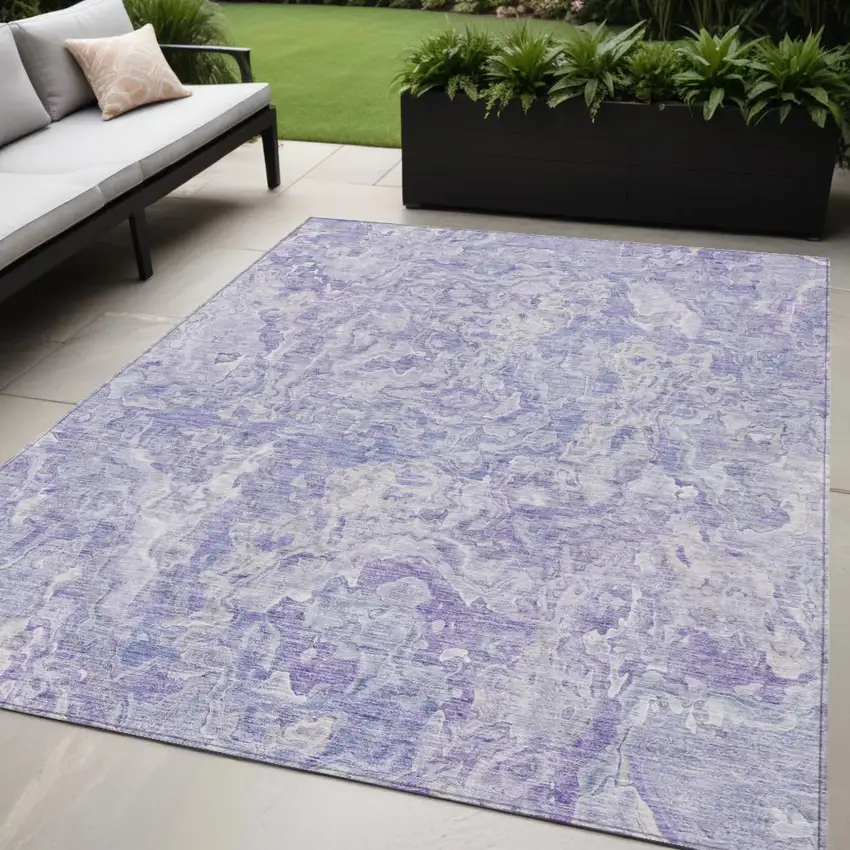 Plum Purple And Lavender Abstract Washable Indoor Outdoor Area Rug Photo 1