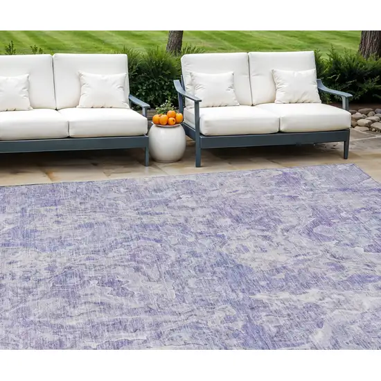 Plum Purple And Lavender Abstract Washable Indoor Outdoor Area Rug Photo 1