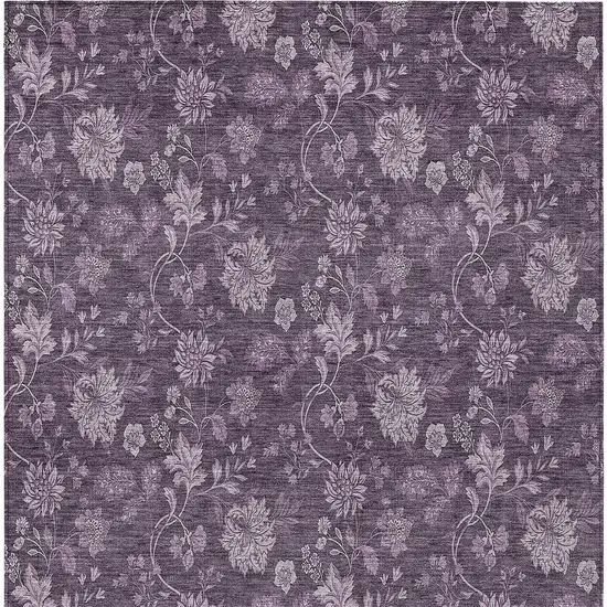 Plum Purple And Lavender Floral Washable Indoor Outdoor Area Rug Photo 7