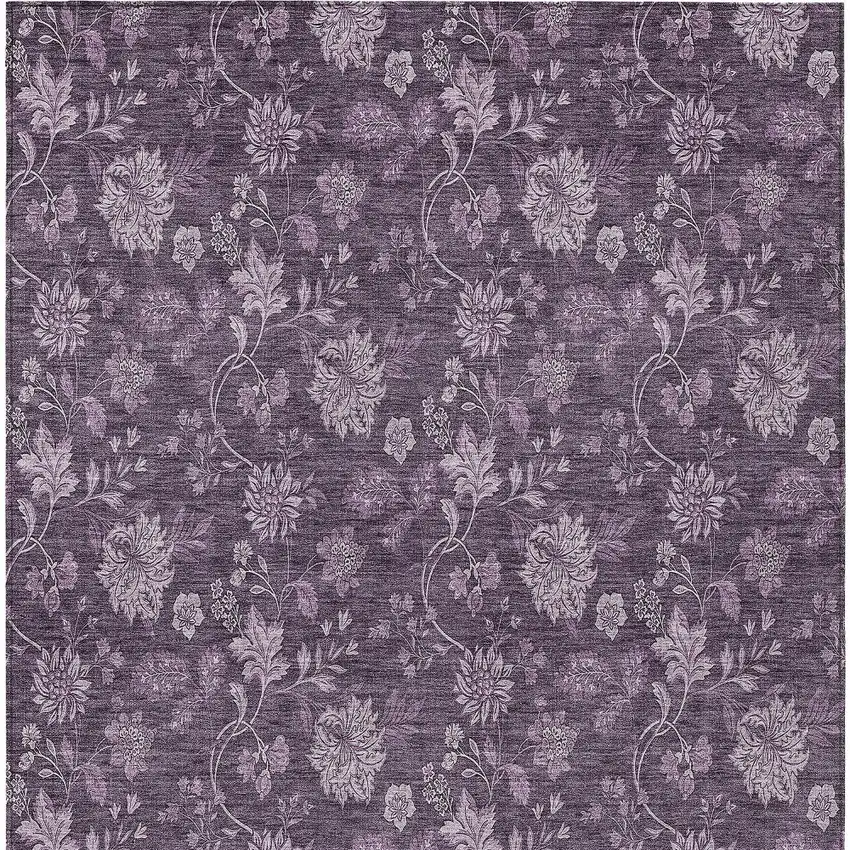 Plum Purple And Lavender Floral Washable Indoor Outdoor Area Rug Photo 7
