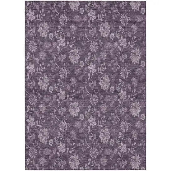Plum Purple And Lavender Floral Washable Indoor Outdoor Area Rug Photo 2