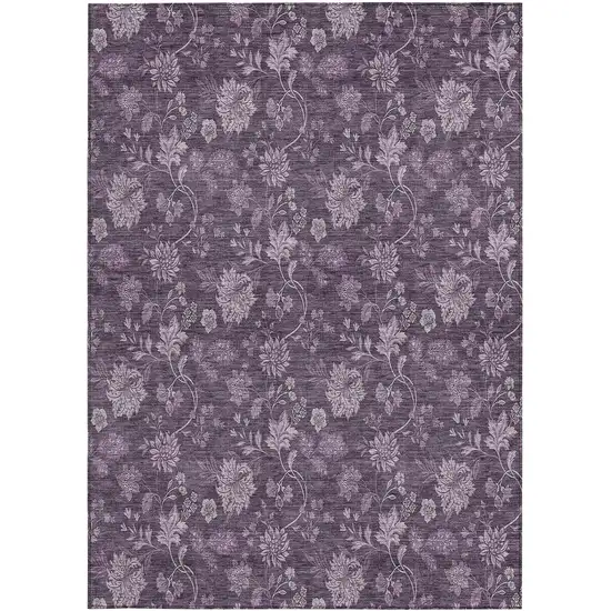 Plum Purple And Lavender Floral Washable Indoor Outdoor Area Rug Photo 6