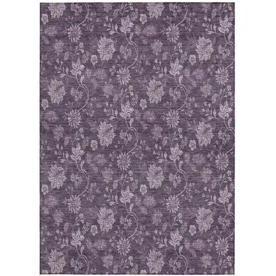 Plum Purple And Lavender Floral Washable Indoor Outdoor Area Rug Photo 6