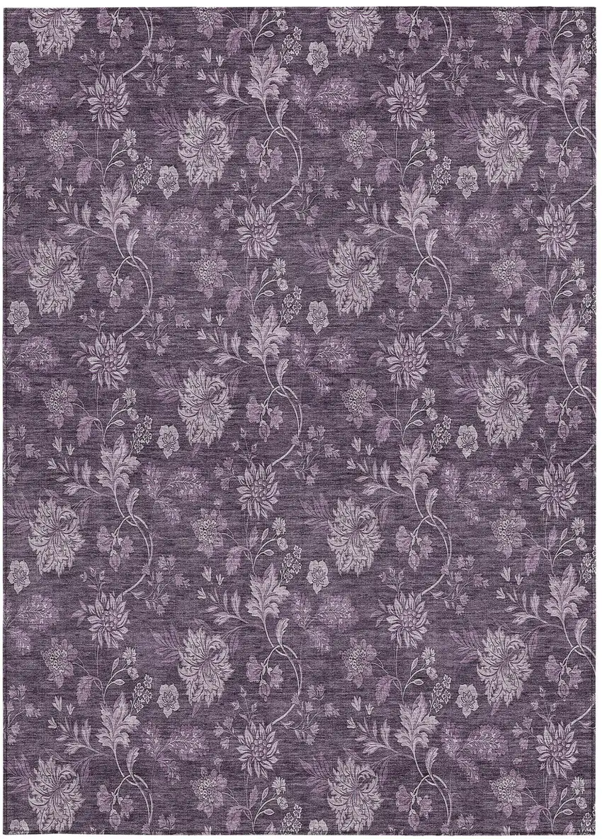 Plum Purple And Lavender Floral Washable Indoor Outdoor Area Rug Photo 6