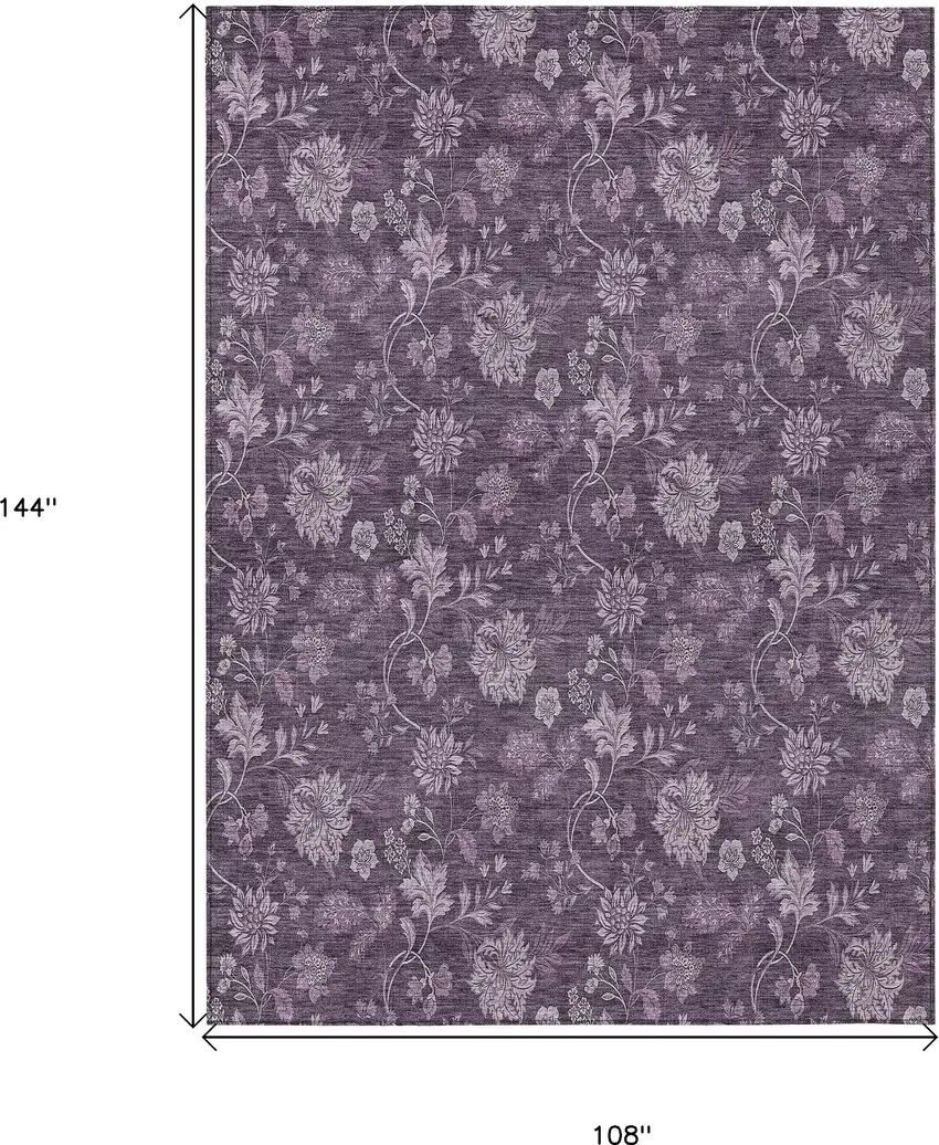 Plum Purple And Lavender Floral Washable Indoor Outdoor Area Rug Photo 3