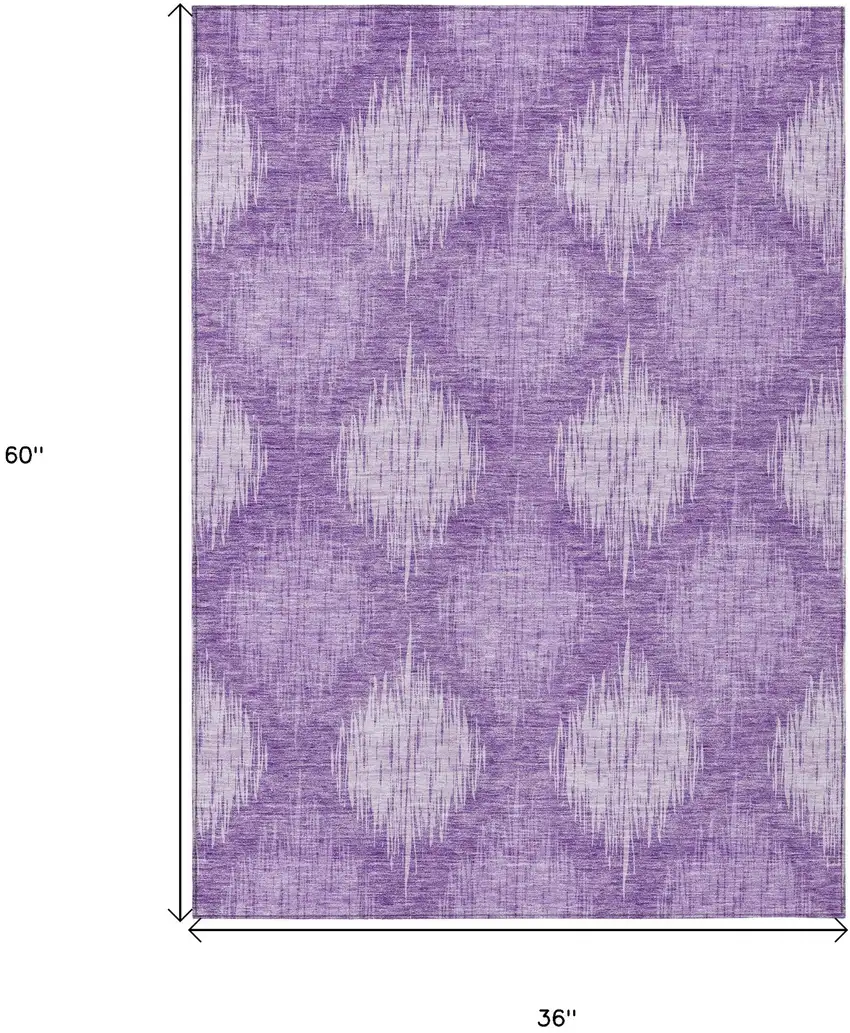 Plum Purple And Lavender Ikat Washable Indoor Outdoor Area Rug Photo 3
