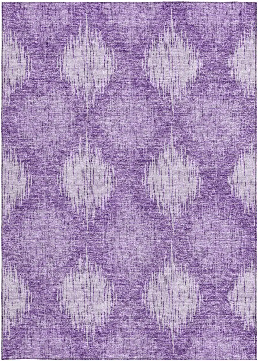 Plum Purple And Lavender Ikat Washable Indoor Outdoor Area Rug Photo 6