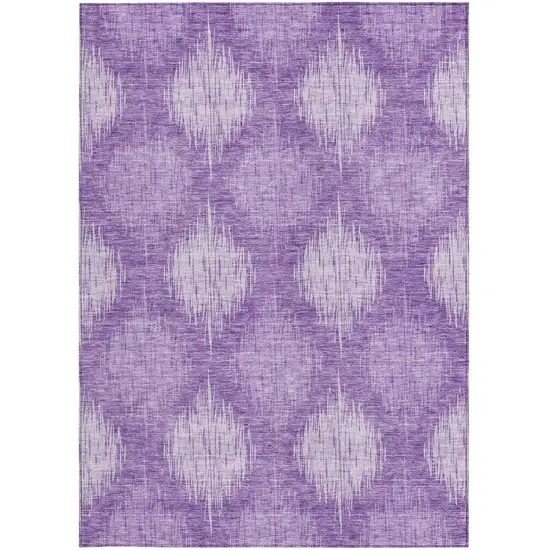 Plum Purple And Lavender Ikat Washable Indoor Outdoor Area Rug Photo 6